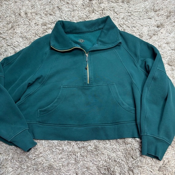 lululemon Scuba Teal Half-Zip Cropped Sweatshirt - Picture 1 of 9